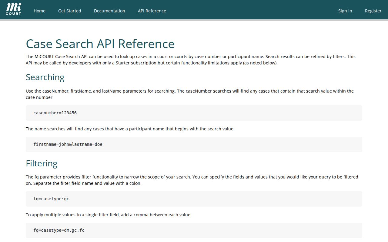 Washtenaw County case search guidance for MiCOURT query behavior