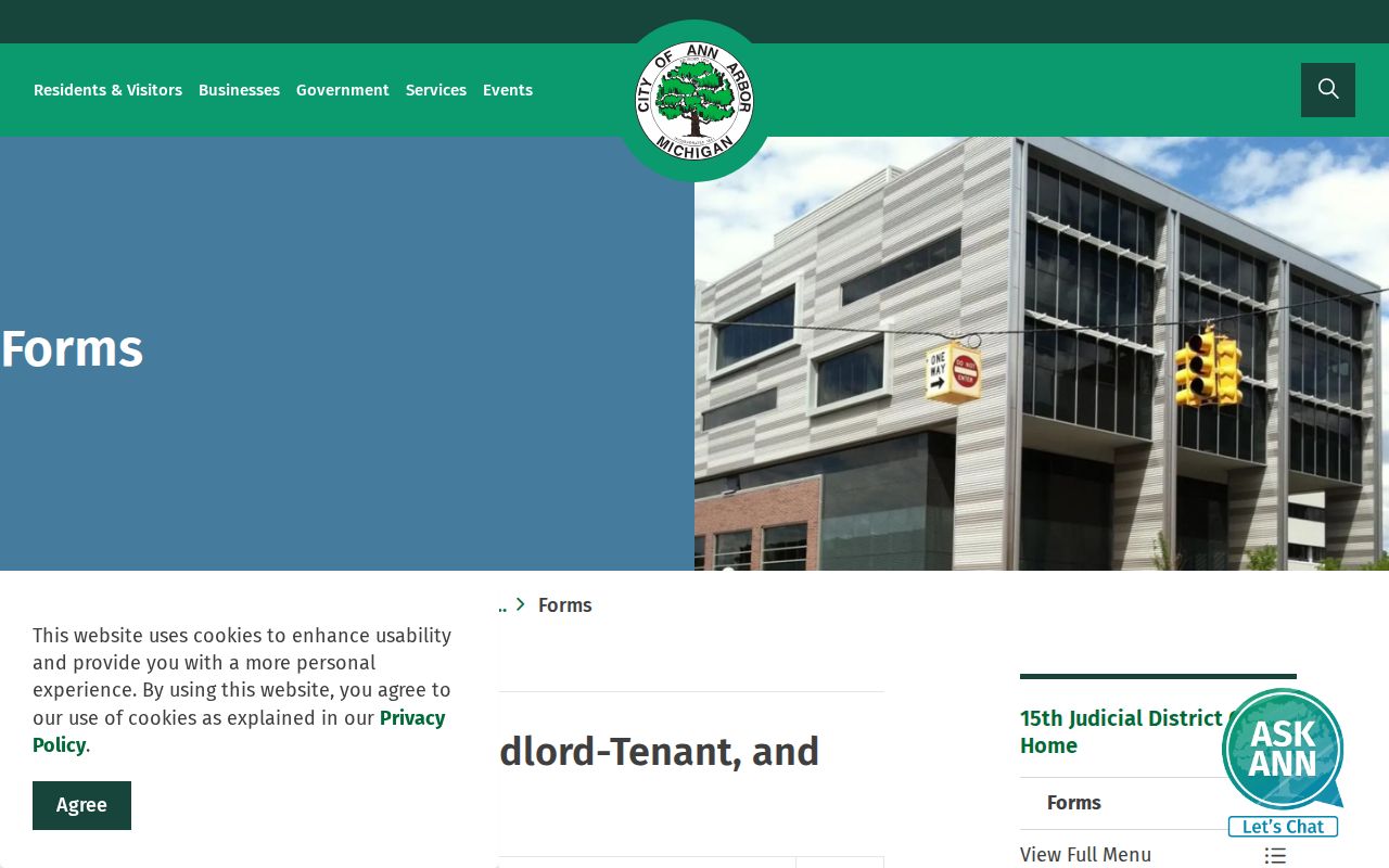 Washtenaw County court records and 15th District forms index