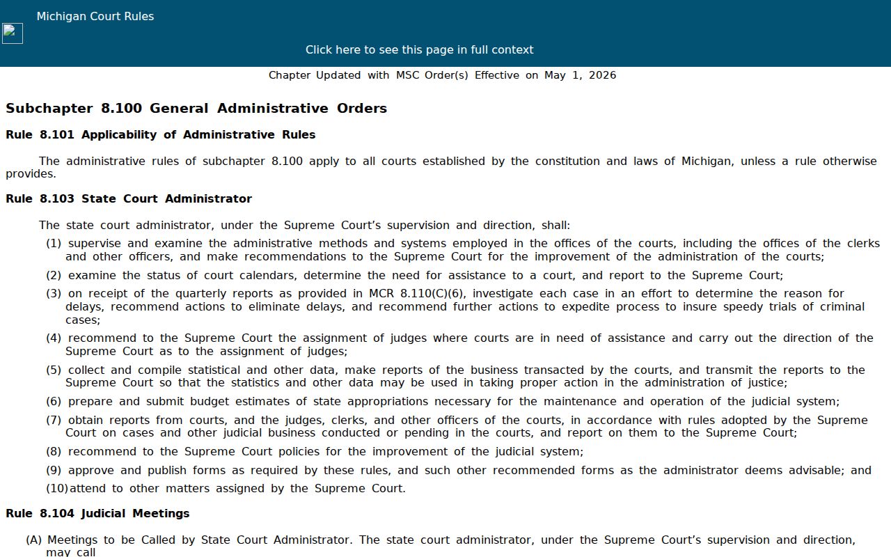 Washtenaw County court records Michigan Court Rules Chapter 8 access guidance
