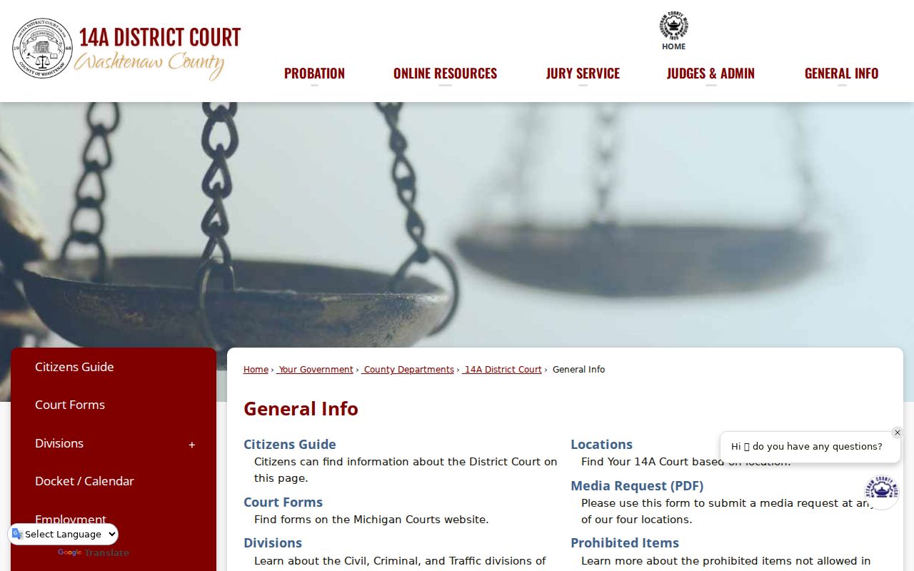 Washtenaw County court docket hours and court-calendar holiday notice