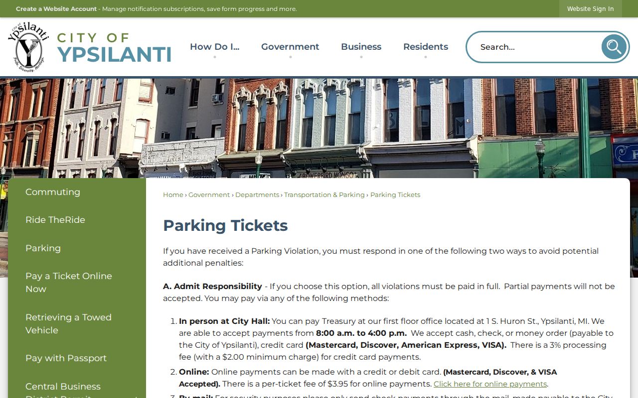 Washtenaw County traffic court records Ypsilanti parking violations bureau