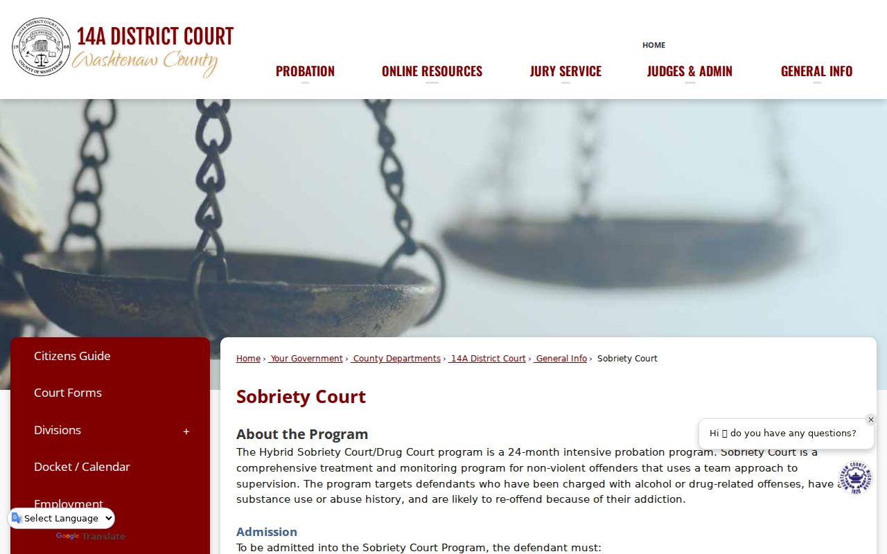 Ypsilanti court docket 14A problem-solving court information